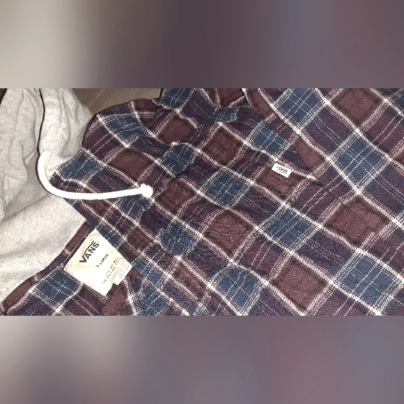 Vans red and navy blue hooded flannel "men" XL - Picture 2 of 2